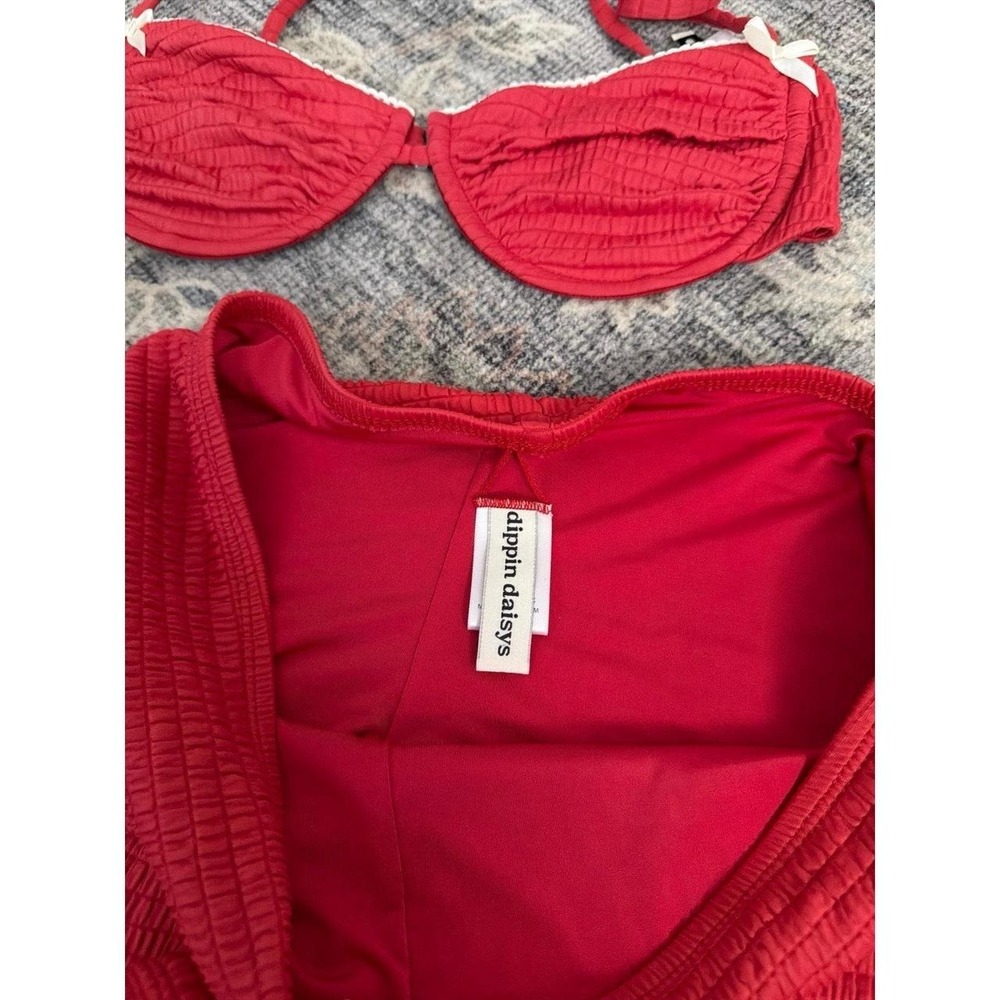 Dippin' Daisies Luisa Red Bikini Set Shorts Underwire Top - Picture 2 of 2